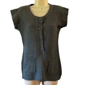 OP Gray Tunic Sweater Juniors Size S 3/5 Buttons Pockets Y2K